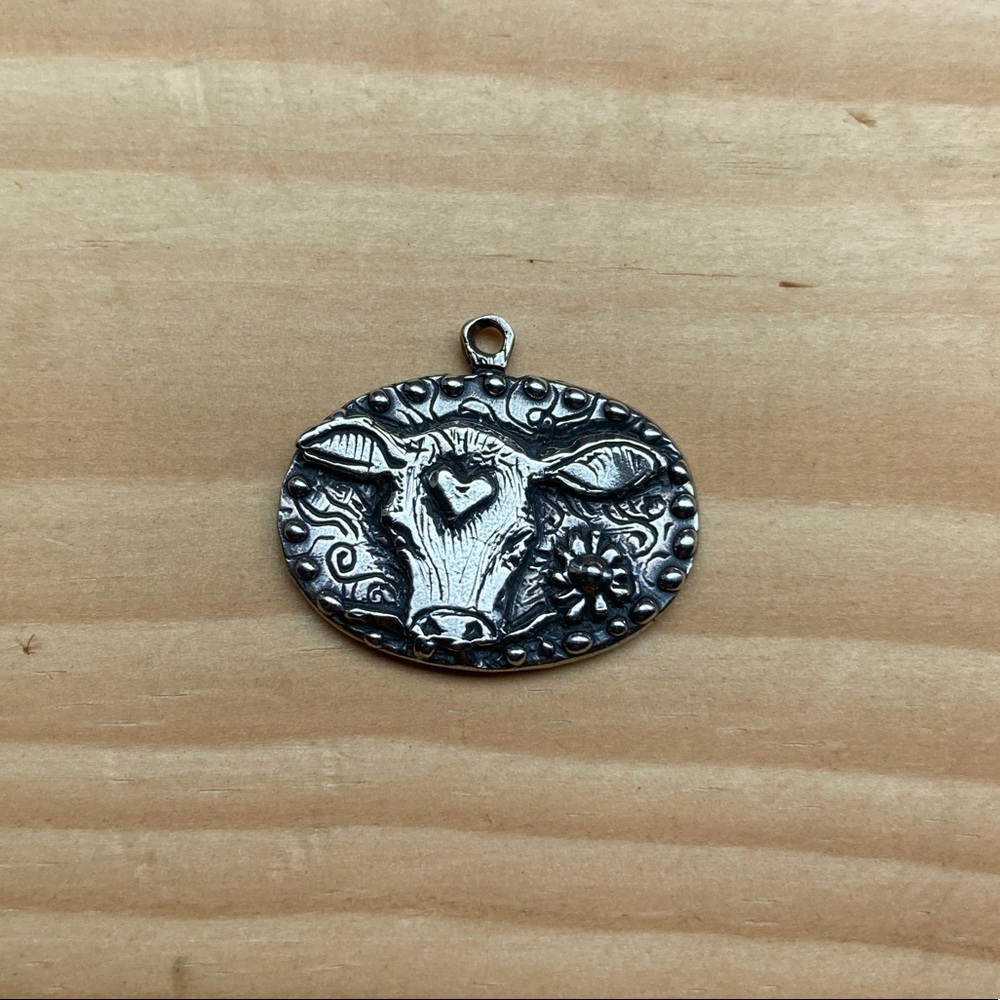 Jes MaHarry Cow Animal Guide - Pewter PENDANT ONLY